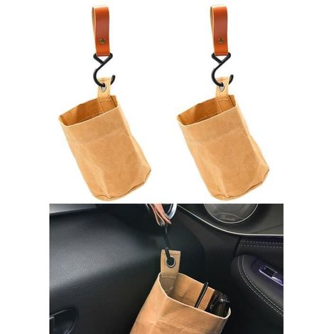 HONORNIC - Poubelle De Voiture,Poubelle de Bureau Pliable,Corbeille à Papier Suspendue en Papier Kraft étanche,pour Siège arrière de voiture