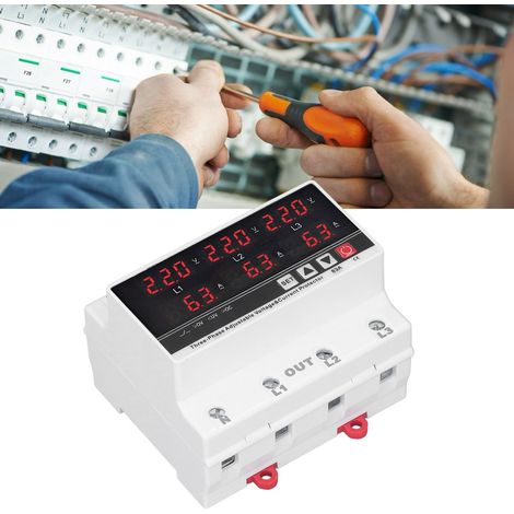 Intelligentes DIN-Schienen-Voltmeter und -Amperemeter CHLT-615 mit einstellbarem Über- und Unterspannungsschutz, 120–300 V AC, 63 A, Drehstrom, dreiadrig/vieradrig (1/5)
