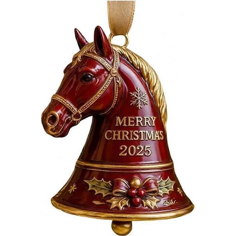 Weihnachtspferde-Glockenanhänger für Zuhause, Büro, Weihnachtszeit, Weihnachtsbaum, Hängedekoration (1/5)