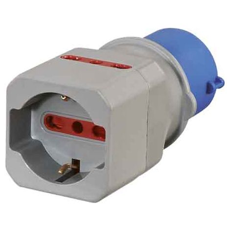 ADATTATORE INDUSTRIALE 220V Spina 2P+T16A-P.Schuko+2 10/16A
