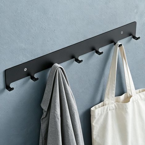 Mai & Mai Porte Manteaux Mural en Acier au Carbone pour Salle de Bain Cuisine Chambre Entrée Accroche Serviette 7 Crochet Patère Murale Anti-chute Noir 500×55 MM Stalo-17 (1/5)