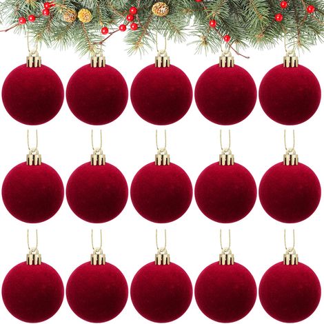 15 boules de Noël - Décorations pour sapin de Noël - Décorations de Noël - Bordeaux (1/3)