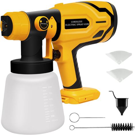Pulvérisateur de peinture sans fil pour DEWALT, Pistolet à peinture électrique, pulvérisateur de peinture électrique HVLP sans air avec 4 accessoires) (1/5)