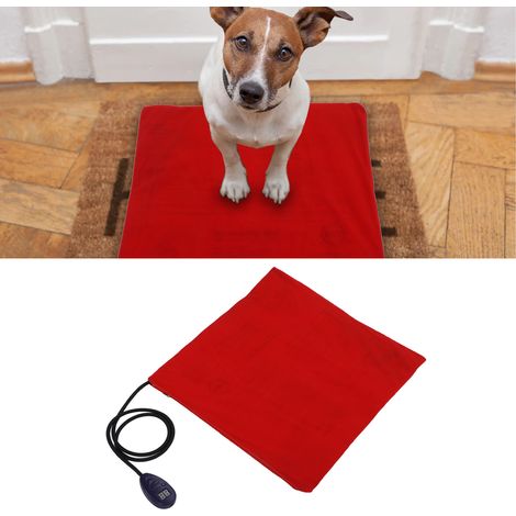 Couverture chauffante électrique pour chiens et chats, 100-240V, 50x50cm, rouge, norme européenne. (1/5)