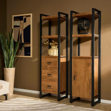 Colonne salon bois métal 1 porte MILORA (1/5)