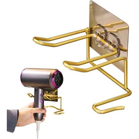 Haartrocknerhalterung, Wandmontage aus Edelstahl für Küche, Bad und Friseursalon (gold 159,513 cm) (1/5)