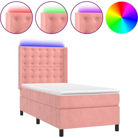 Maison Exclusive - Boxspringbett mit Matratze & LED Rosa 90x200 c