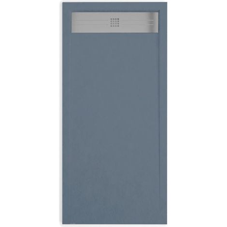 Mineralguss-Duschwanne extra flach ELITE Schieferoptik ANTHRAZIT 70x140cm Ablaufschutz in Chrom Ablaufschutz in Chrom