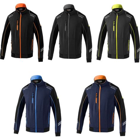 Veste technique coupe-vent Sparco Austin tech light shell taille XL veste noir/gris fonce' avec fermeture e'clair e'tanche, inserts anti-abrasion et bandes re'fle'chissantes Nero/Grigio Scuro XL (1/5)