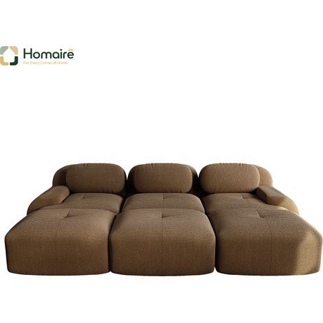 Canapé modulable en velours côtelé marron avec accoudoirs 298 x 178 x 75 cm HOMAIRE (1/4)