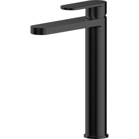 Balterley Enville Round High Rise Mono Basin Mixer Tap with Flat Spout and Single Lever Handle - Matt Black Finish