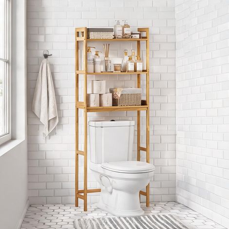Meuble de salle de bain en bambu 68 x 20 x 165 cm (1/5)