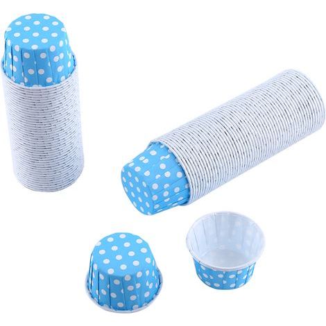 100 moules à cupcakes en papier bleu, caissettes de cuisson pour muffins, décorations de fête et mariage (1/3)