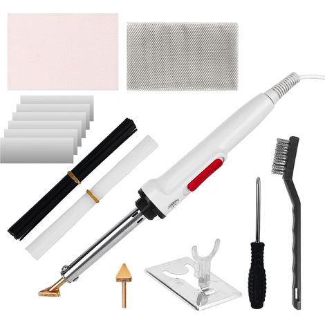 100W Soudure Plastique,2 en 1 Réparation Plastique,Kit Reparation Plastique avec 2 Types 20 Noir et Blanc Baguettes de Soudage,2 Pointe de fer à Souder,Soudage Plastique pour Voitures Pare-Chocs (1/5)