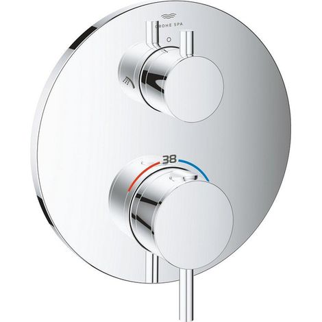 Grohe Atrio Mitigeur thermostatique 2 sorties avec inverseur douche de tête / douchette Chrome, 24358000