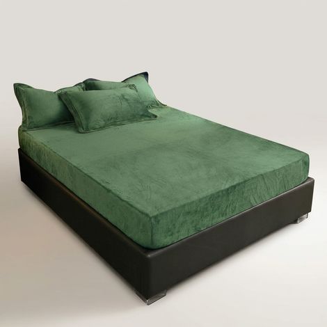 Lenzuolo elastico Aksamitne Flanellato 90x200 cm Verde (1/5)