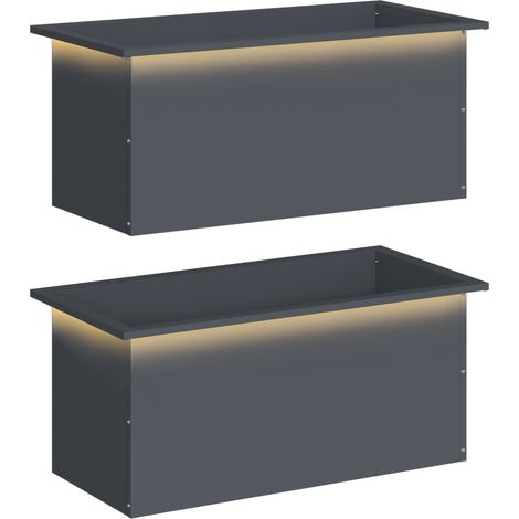 Garden Planter with LED 2 pcs Antracite 40 x 80 x 40 cm Steel vidaXL (1/5)