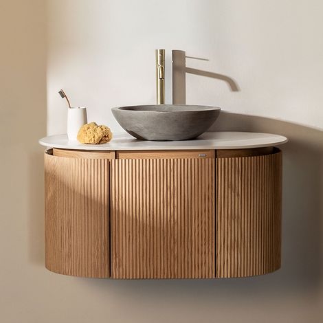 Conjunto de mueble de baño suspendido 90x50 cm en madera Carsone SKLUM