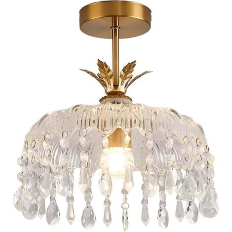Suspension décorative en cristal au style français chic, luminaire d’entrée minimaliste, éclairage pour couloir, escalier, vestibule et balcon intérieur (1/4)