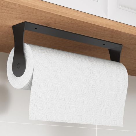 Unterbau-Papierhandtuchhalter, schwarzes Edelstahl-Wandzubehör für Küche und Bad (Kleber/Schrauben)