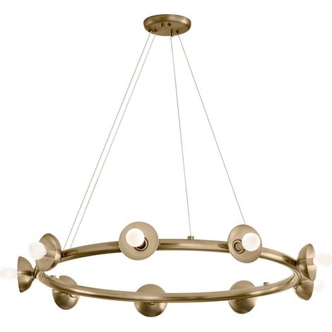 Elstead Kichler Palta Suspension cylindrique contemporaine en bronze champagne, 9 ampoules E14
