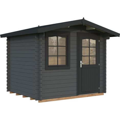 Abri de jardin en bois Emma 4,6 m2 Peint gris foncé + anthracite (1/5)