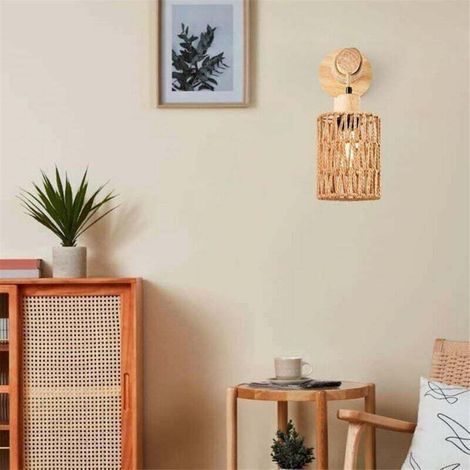 Grid Cool – Applique murale cylindrique en rotin pour chambre – Éclairage moderne – Installation rapide – Lumière chaleureuse et accueillante – Matériaux de qualité (1/5)