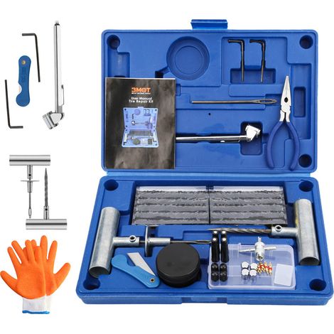 Randaco – Kit de réparation de pneus 73PCS – Mèche de crevaison – Outils d'insertion et de sonde – Compatible voitures, motos et quads (1/5)