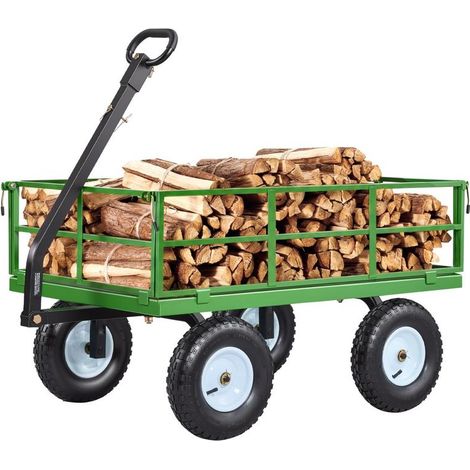 Tractable et Manuel 2 en 1 Chariot de Transport Jardin et Ferme Remorque Acier 544 kg Côtés Amovibles Pneus 33 cm (1/5)