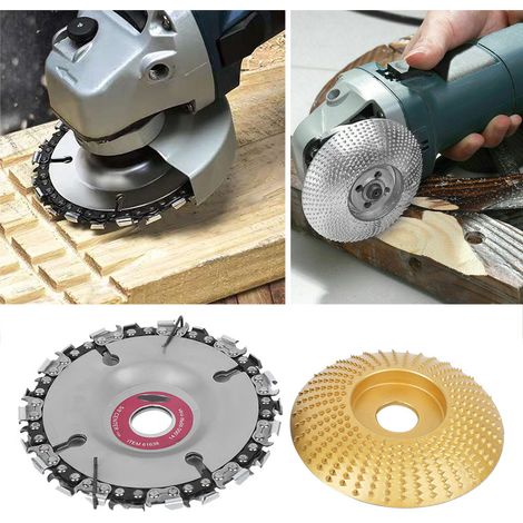 Disques de tronçonneuse dorés pour meuleuse d'angle, outil de coupe pour la sculpture sur bois, 10 cm (4 pouces) (1/5)