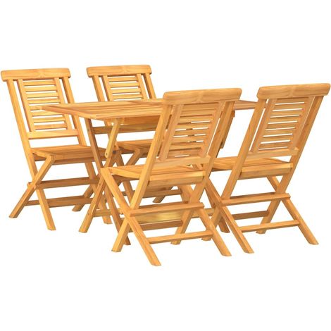 Maison Exclusive - 5-tlg. Garten-Essgruppe Massivholz Teak