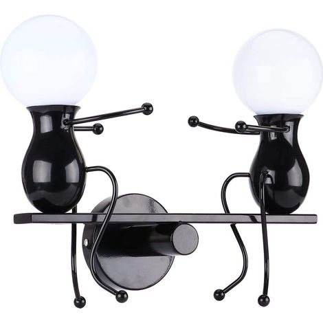 Applique per Interno, Moderna Lampada da Parete in Design di Umanoide Altalena, Applique Candelabro in Metallo per Corridoio Cucina Isaland Camera da Letto Scala (Nero)