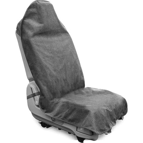 Grey waterproof car seat cover, breathable and sweat-resistant protective terry cloth (1/5)