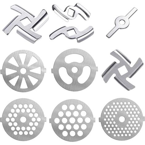 Ensemble de 10 lames et disques en acier inoxydable pour hachoir à viande - Taille 5, pour robot culinaire, pièces de rechange de qualité alimentaire supérieure. (1/5)