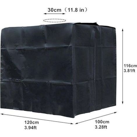 IBC 1000L Tankabdeckung, Wassertankabdeckung, UV- und staubbeständige Schutzabdeckung, Wassertankdeckel (116 x 100 x 120 cm, Schwarz) (1/5)