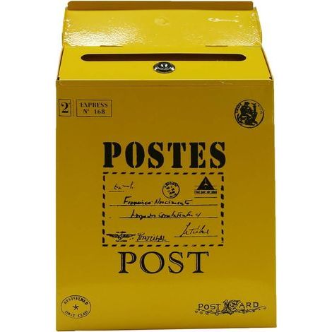 Boîte aux Lettres Murale,Boîte aux Lettres Vintage en Fer Boîte aux Journaux (Jaune 1) (1/5)