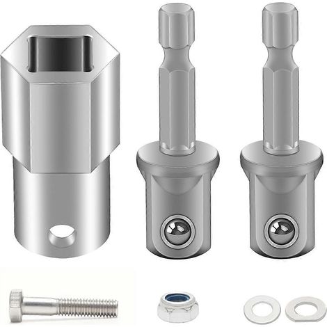 Adapter für elektrische und Akku-Bohrschrauber mit Anhängerstütze, silber (1/5)