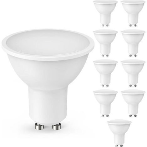 Ampoule LED GU10, 10PCS, LED GU10 5W Équivalent 50W Lampe Halogène, Blanc Chaud 3000K 450LM Protection des Yeux Lumineux, non Dimmable, Adapté Pour les Lustres Ampoules à Économie d'Én (1/4)