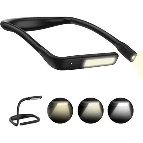 QORVA-Lampe de Lecture de Cou Rechargeable,Lampe de bureau led pliable 1800mAh,Gradation Progressive & 3 Modes de Couleur,Réglage rotation 270°,Idéal pour lire et tricoter B (1/5)