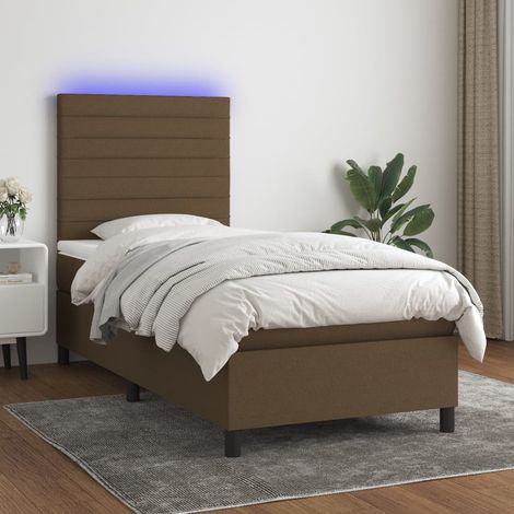 Boxspringbett mit Matratze & LED Dunkelbraun 100x200 cm Stoff (1/5)