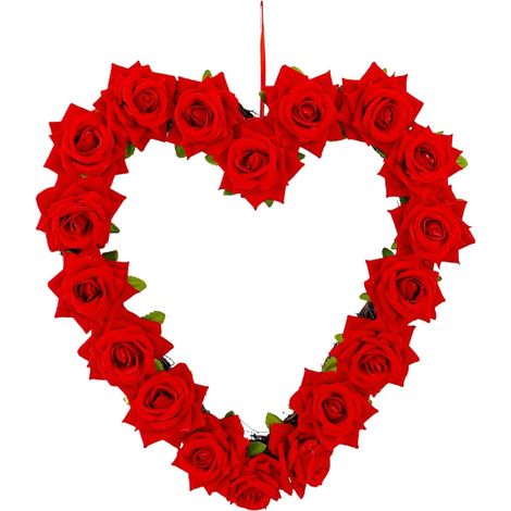 Couronne de fleurs en forme de cœur, guirlande de roses artificielles, couronne de fleurs de mariage, couronne de roses décoratives, guirlande de fleurs pour mariage, couronne de Saint-Valentin (1/5)