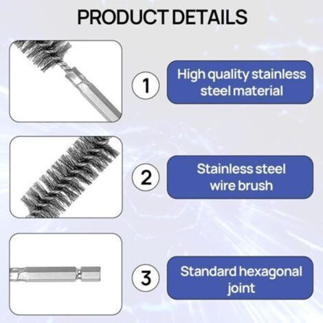 Brosse métallique pour perceuse, brosse pour perceuse, brosse de nettoyage, brosse pour tuyau de chaudière, brosse pour tuyau de chauffage, brosses métalliques cylindriques à main