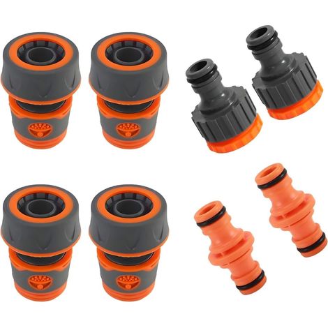 Lot de 8 Raccords, Connecteur rapide, Extension tuyau, Plastique ABS, Caoutchouc TPR, Arrosage jardin (1/5)