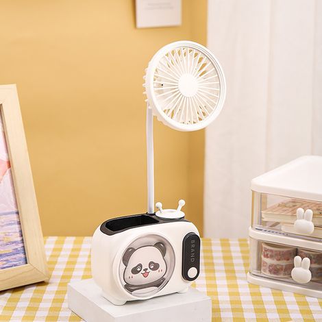 (Mini ventilateur Panda Rouge MU352A) Mini ventilateur rechargeable par USB, ventilateur électrique portable haute puissance au design cartoon, ventilateur de bureau portatif (1/2)