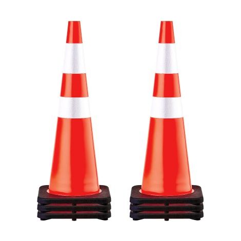 6er-Pack 36-Zoll-Verkehrskegel, Sicherheits-Straßenparkkegel mit schwarzer beschwerter Basis, Orangefarbene PVC-Verkehrssicherheitskegel, Gefahrenkegel (1/5)