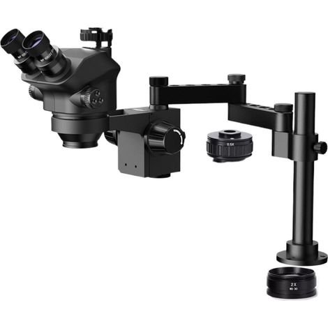 Microscope trinoculaire stéréo à focale simulée 3,5-200X, 4K, 2K, 1080P, HDM/I, VGA, USB, TF, caméra vidéo, Pince, Base d'extension Pliable(No Camera) (1/2)