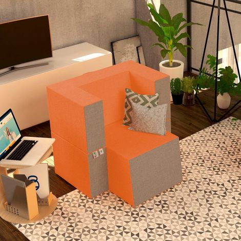 Baldiflex Poltrona Morbida Convertibile in Pouf color Arancio Praticha (1/5)