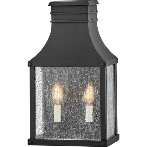 Applique esterna nera vetro bollato 2xE14 IP44 Hinkley (1/5)