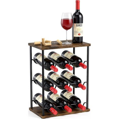 Casier Vin Comptoir, Porte-Bouteilles 9 Places, Marron Vintage (1/5)