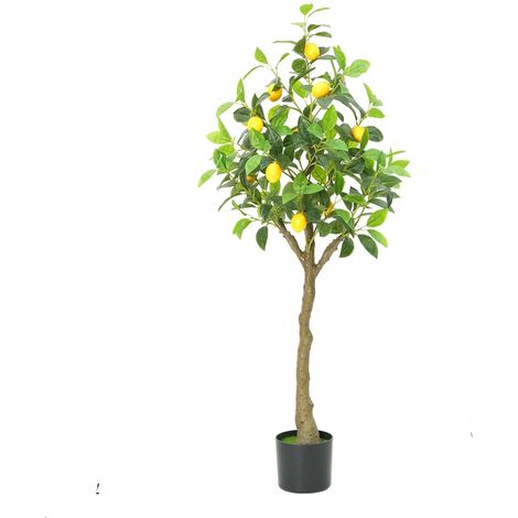 Großer künstlicher Zitronenbaum, 120 cm großer künstlicher Zitronenbaum im Topf, Dekoration für Wohnzimmer, Schlafzimmer, Balkon, Inneneinrichtung (1/5)